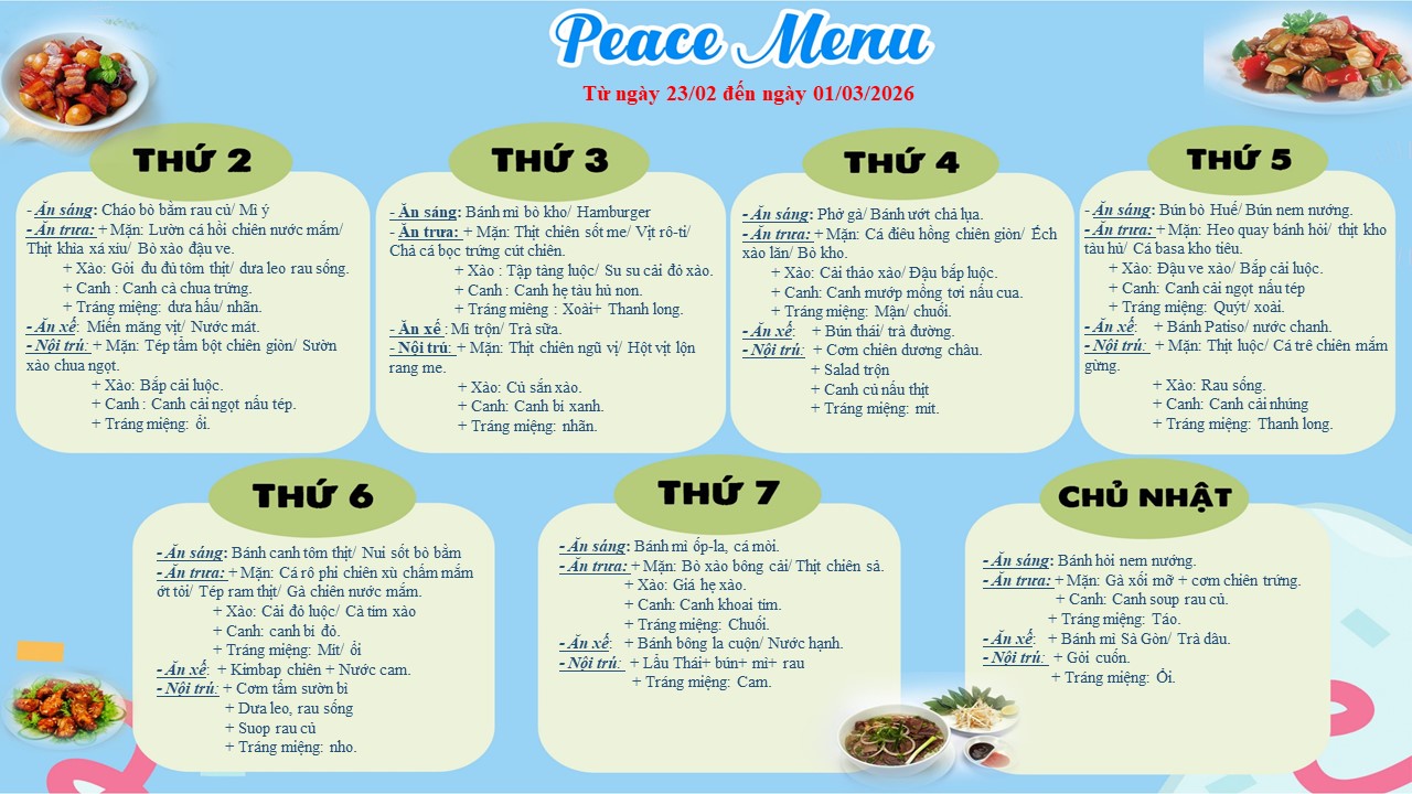 Thực đơn tuần 4 tháng 2 2026